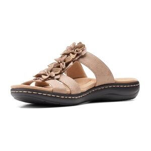 Clarks Lauriann Judi Metallic Sand Leather Slide Sandals Size 7.5